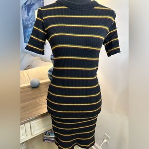 Zara Trafaluc Striped Short Sleeve Mini Sweater Dress